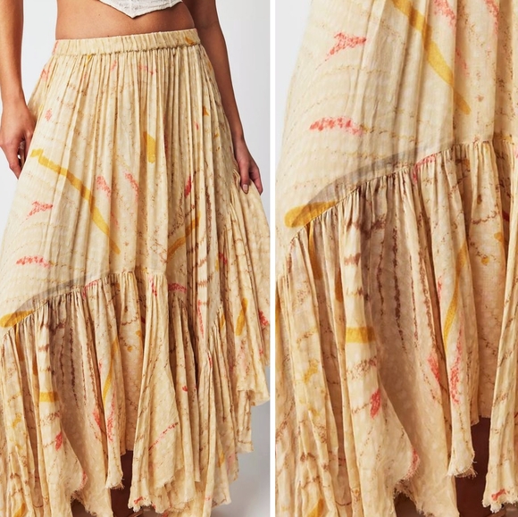 RARE*FREE PEOPLE FP ONE Clover Printed Maxi Skirt Sand Combo XS- LE CLOVER SHADE - Picture 5 of 12